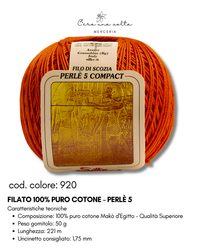 Filato 100% Puro Cotone - Perlè 5 e Perlè 8