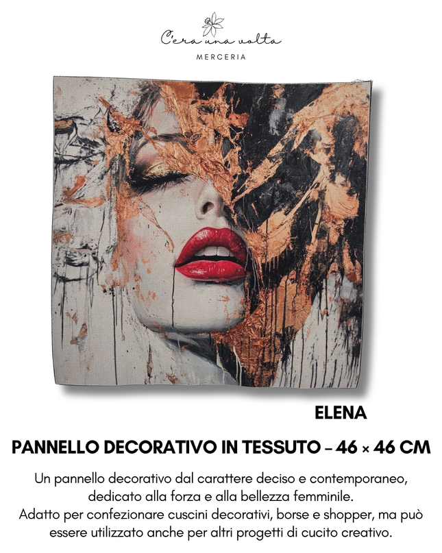 Pannello decorativo in tessuto – 46 × 46 cm (Volti femminili)