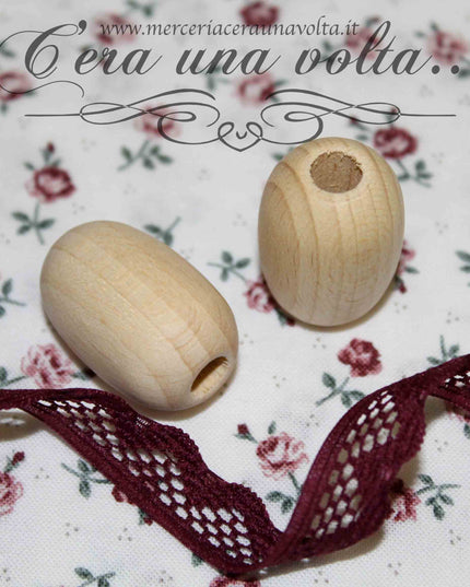 Perle ovali con foro grande in legno cm 2,8