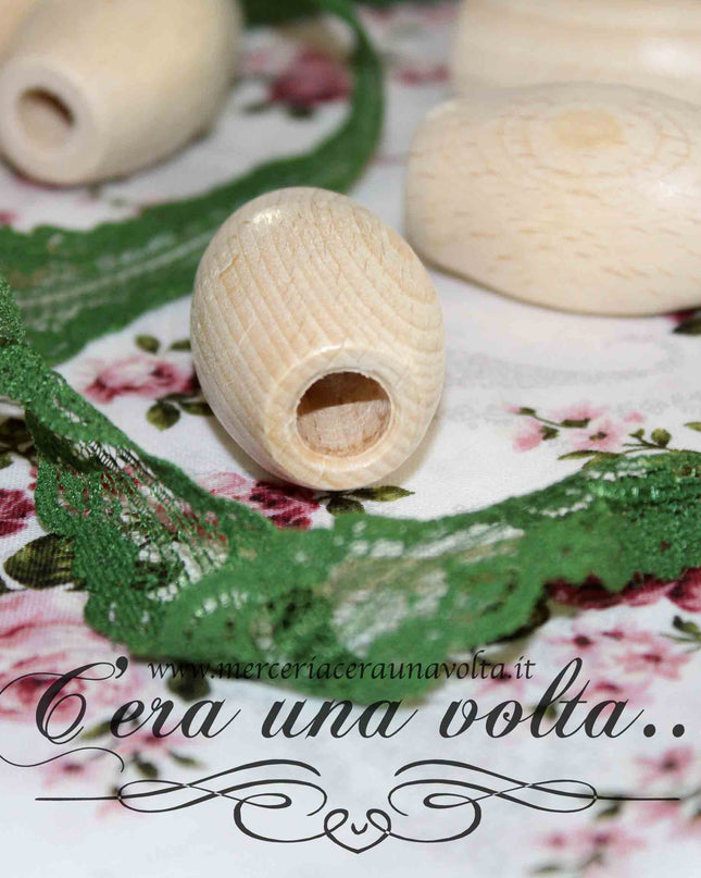 Perle ovali con foro grande in legno cm 4,5