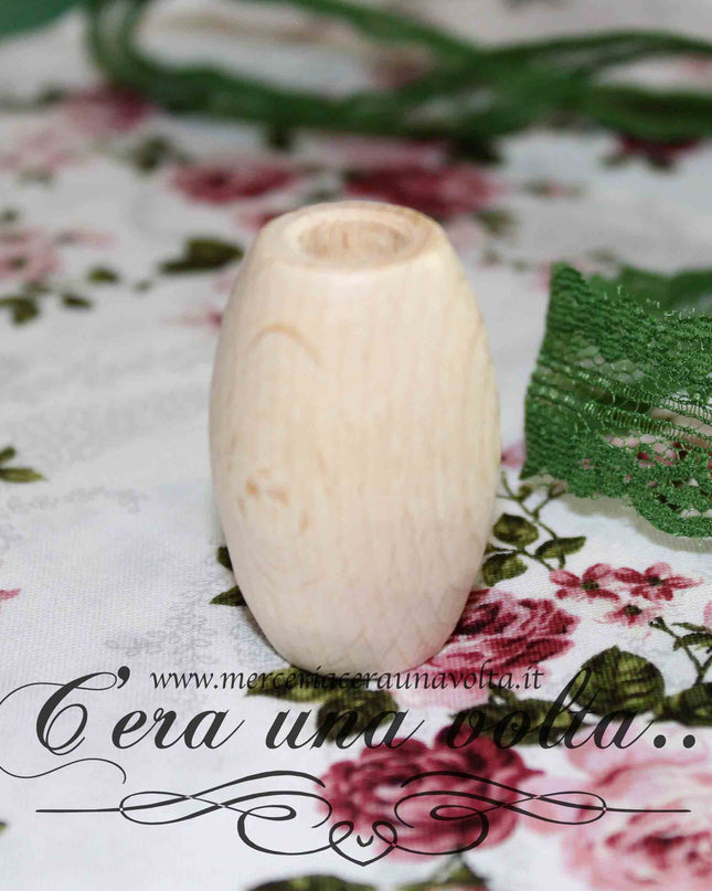 Perle ovali con foro grande in legno cm 4,5