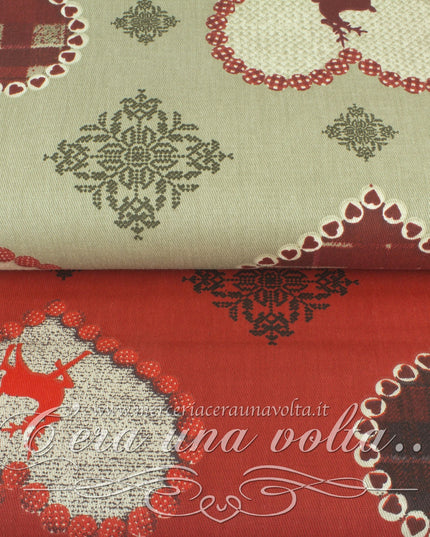 Tessuto cuori e renne