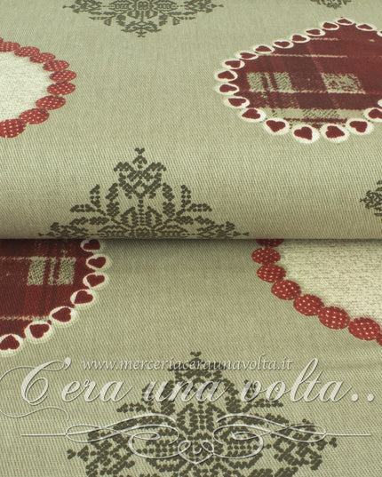 Tessuto cuori e renne