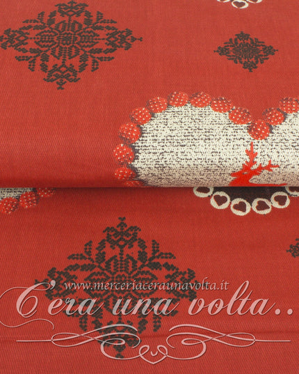 Tessuto cuori e renne