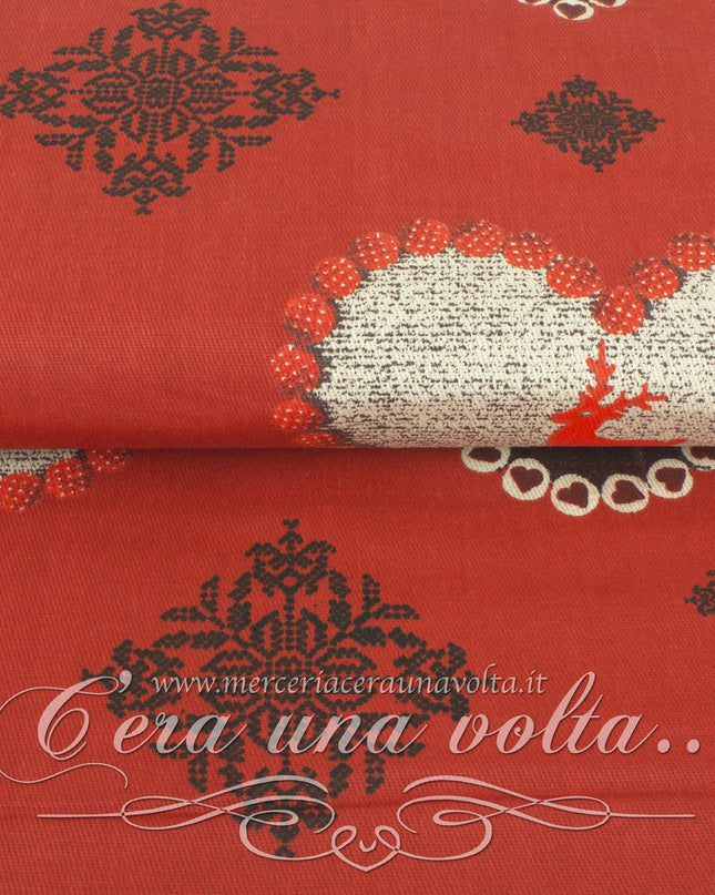 Tessuto cuori e renne