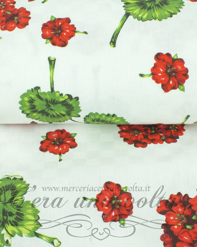 Tessuto Damascato stampa Geranei