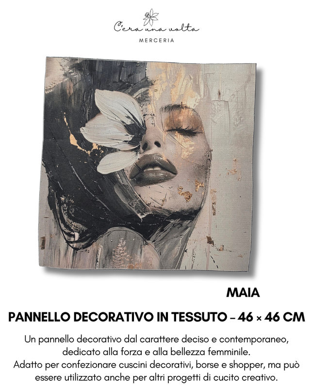 Pannello decorativo in tessuto – 46 × 46 cm (Volti femminili)