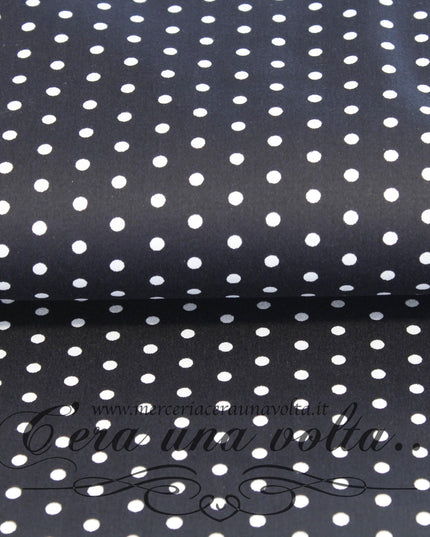 Tessuto rasatello a pois Nero