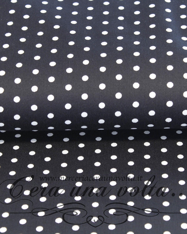 Tessuto rasatello a pois Nero
