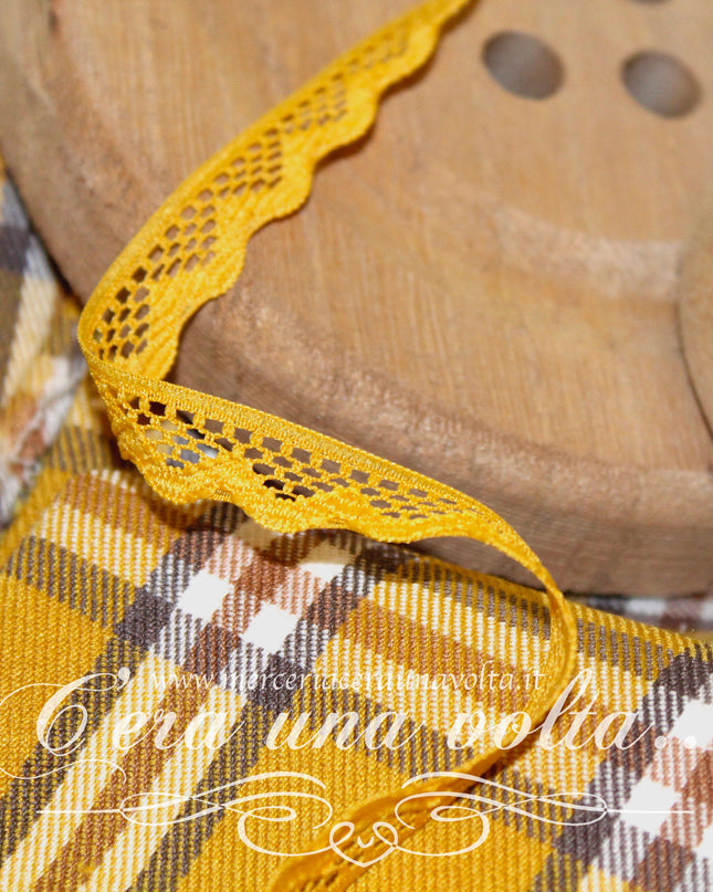 Pizzo in tulle Senape