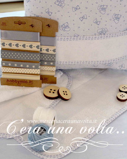 Set asilo 3 pz da ricamare Blue Fox