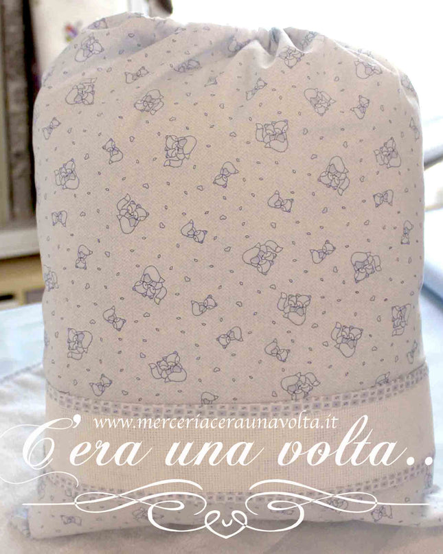 Set asilo 3 pz da ricamare Blue Fox