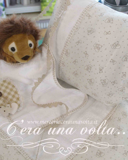Set asilo 3 pz da ricamare Beige Fox