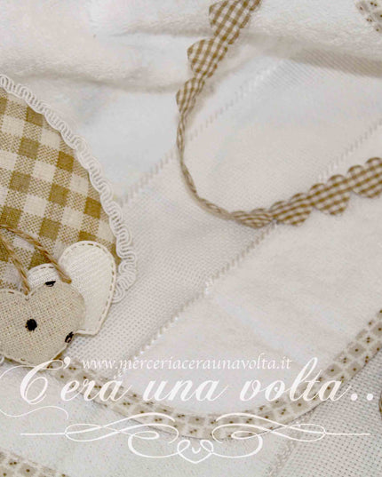 Set asilo 3 pz da ricamare Beige Fox