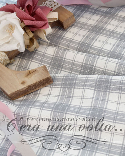 Cm 140 x cm 85 Scampolo Tessuto Finestrato Country Grigio