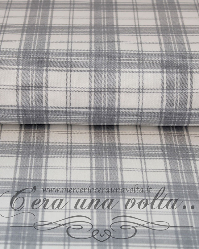 Cm 140 x cm 85 Scampolo Tessuto Finestrato Country Grigio