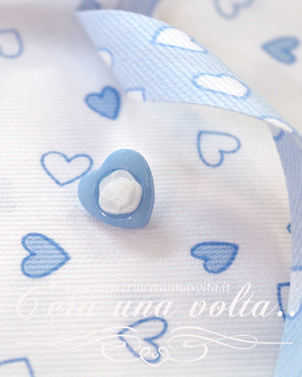 Set 5 Bottoni cuore in fiore