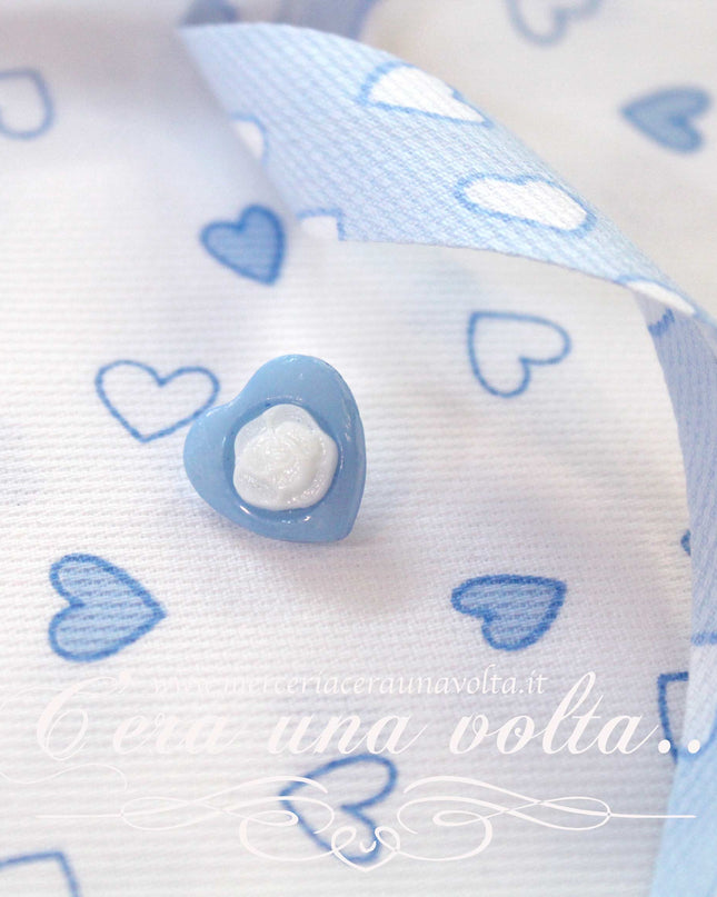 Set 5 Bottoni cuore in fiore