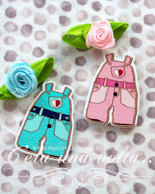 Bottoni in legno salopette Baby