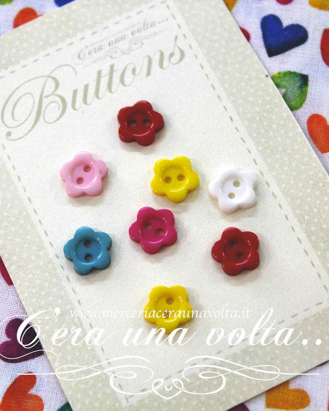 Set 8 Bottoni fiori colorati