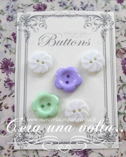 Set 5 Bottoni fiori Shabby
