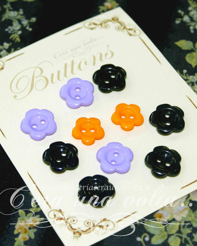 Set 10 Bottoni fiori colorati vintage