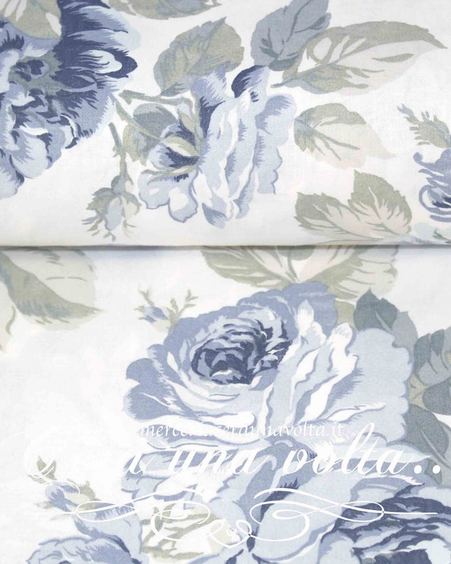 Tessuto Shabby Bleu Roses