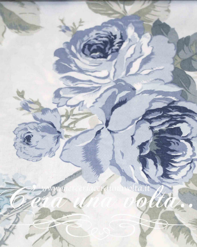 Tessuto Shabby Bleu Roses