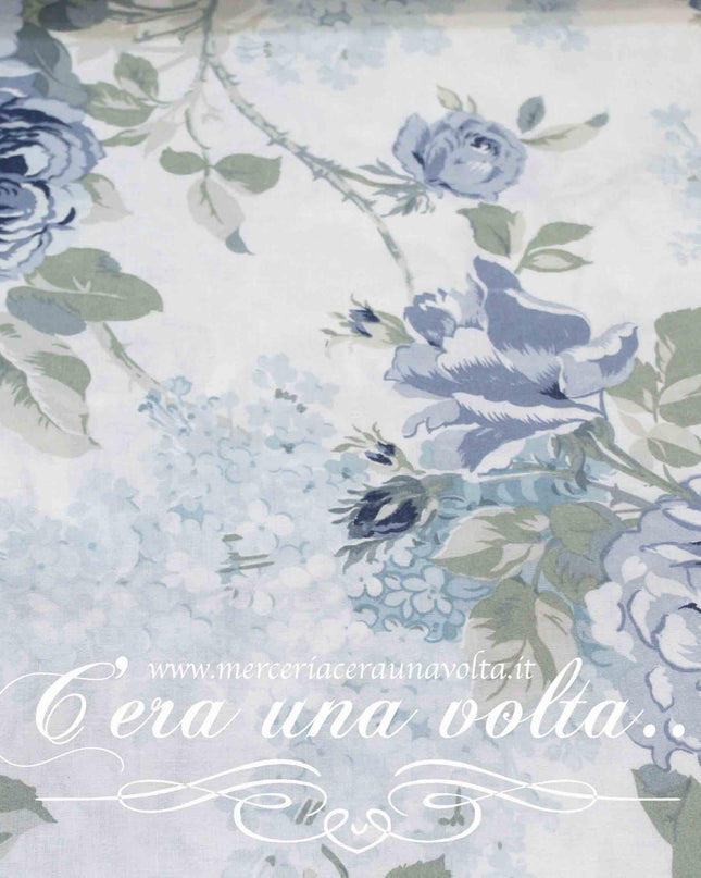 Tessuto Shabby Bleu Roses