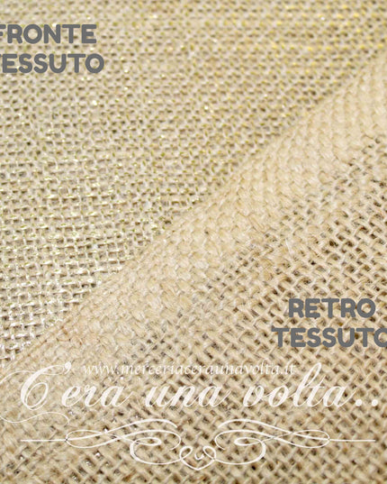 Tela da ricamo in Juta con stampa Lurex