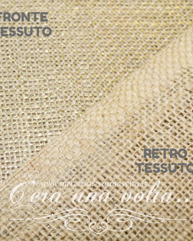 Tela da ricamo in Juta con stampa Lurex