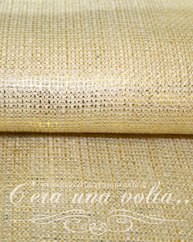 Tela da ricamo in Juta con stampa Lurex