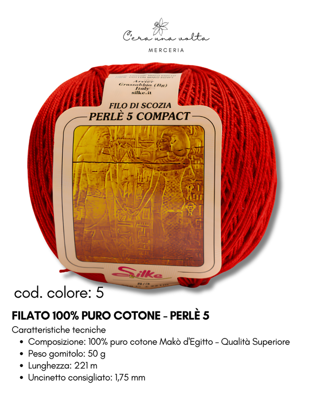 Filato 100% Puro Cotone - Perlè 5 e Perlè 8