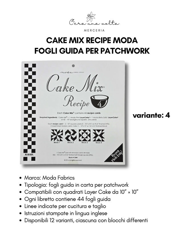 Cake Mix Recipe Moda – Fogli Guida per Patchwork