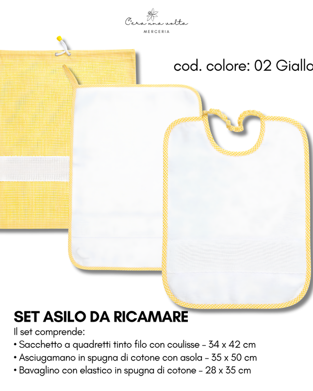 Set asilo a quadretti da ricamo