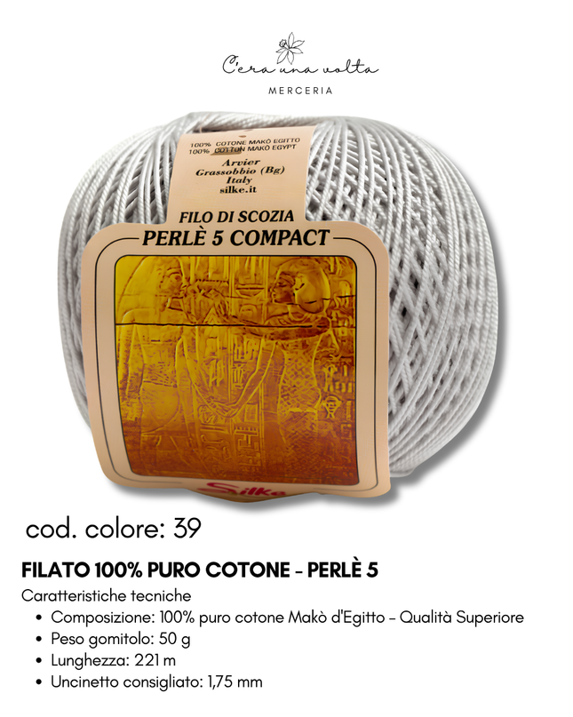 Filato 100% Puro Cotone - Perlè 5 e Perlè 8