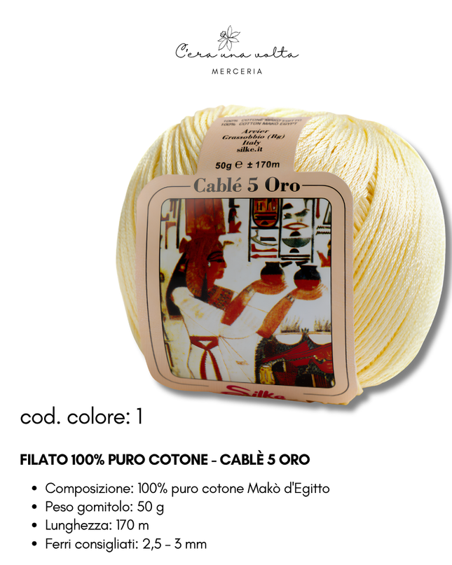 Filato 100% Puro Cotone - Cablè 5 ORO