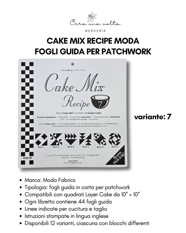 Cake Mix Recipe Moda – Fogli Guida per Patchwork