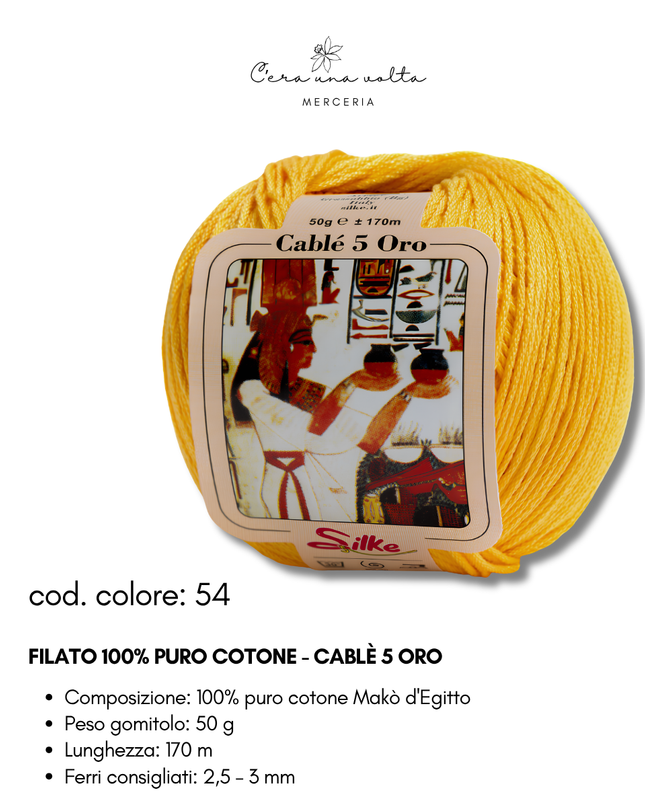 Filato 100% Puro Cotone - Cablè 5 ORO