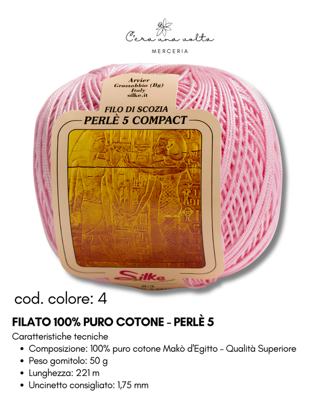 Filato 100% Puro Cotone - Perlè 5 e Perlè 8