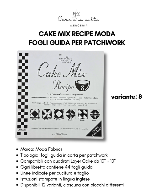 Cake Mix Recipe Moda – Fogli Guida per Patchwork