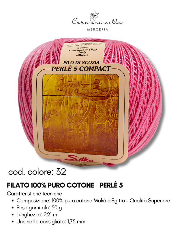 Filato 100% Puro Cotone - Perlè 5 e Perlè 8