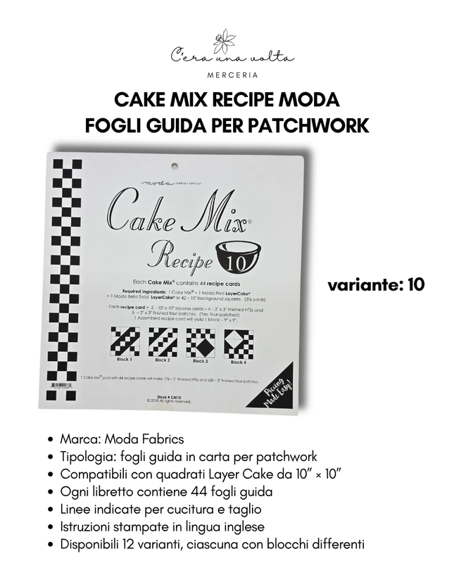 Cake Mix Recipe Moda – Fogli Guida per Patchwork