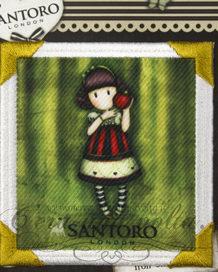 Etichetta termo adesiva quadrata Santoro Bambola Verde Scuro