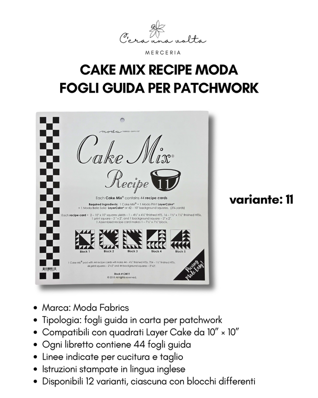 Cake Mix Recipe Moda – Fogli Guida per Patchwork