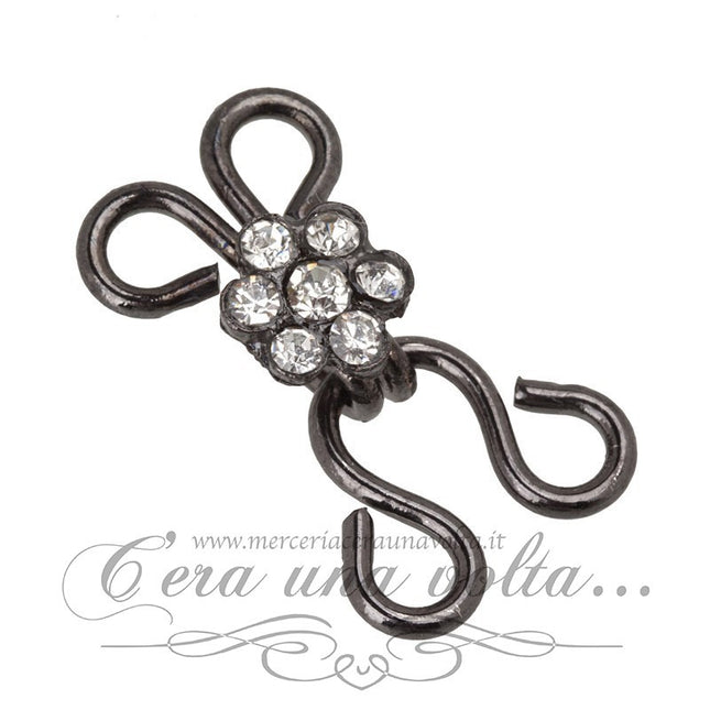 Ganci per abbigliamento con strass a fiore