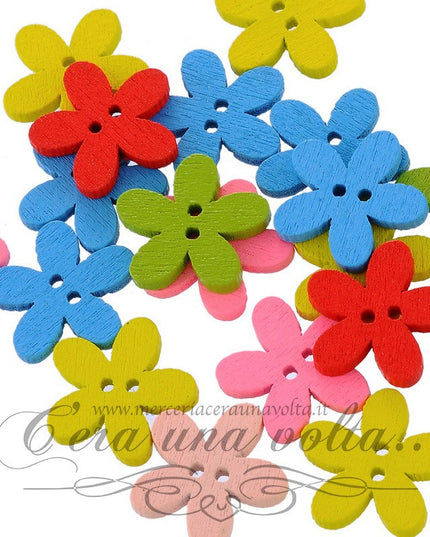 20 pz Bottoni in legno a forma di fiore