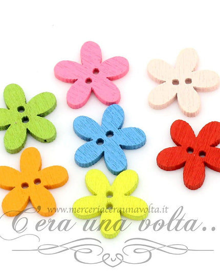 20 pz Bottoni in legno a forma di fiore