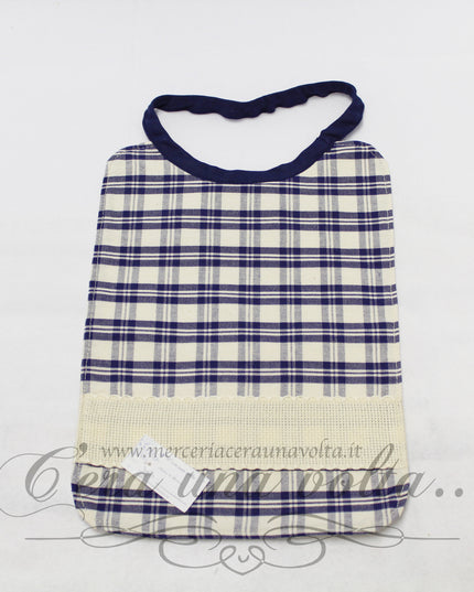 Bavaglino con elastico tartan blu