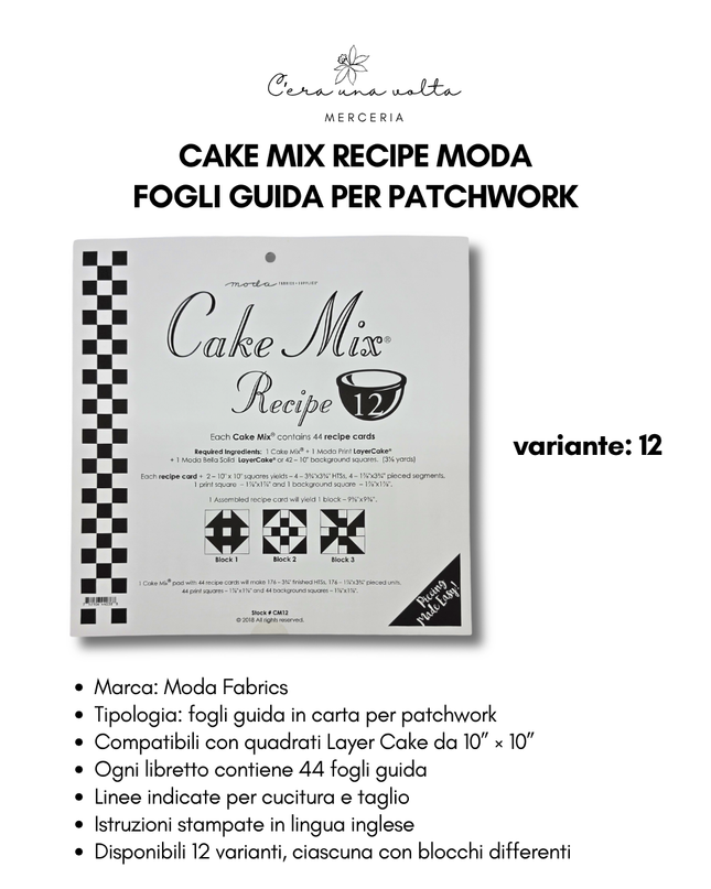 Cake Mix Recipe Moda – Fogli Guida per Patchwork